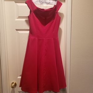 Off the shoulder red A-line dress